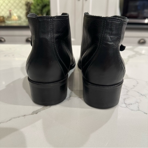 Etienne Aigner Black Leather Booties Silver Buckle Brazil Career Casual Size 8 - Picture 5 of 11